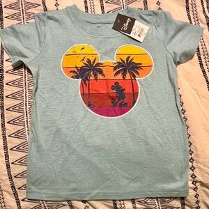 Disney Kids Teal T-Shirt with Mickey Mouse Tropical Design